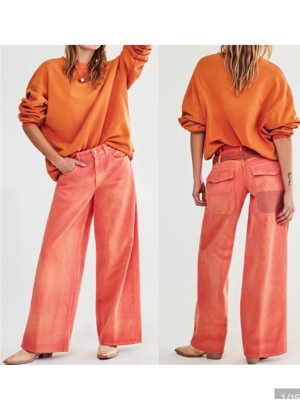 Free People Orange Wide Leg Waterfall Jeans!!!! 🧡
